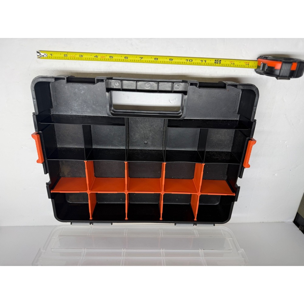 HDX Plastic Multi-Compartment Hardware Organizer Storage Case Black Orange